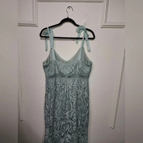 Lulus Won Your Heart Sage Green Lace Tie-Strap High-Low Midi Dress Party - Picture 11 of 12
